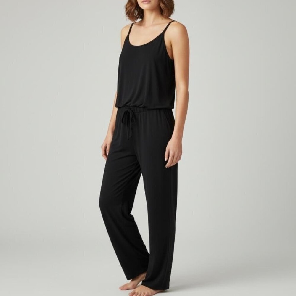 Michael Stars Black Jersey Jumpsuit Sleeveless Lounge Minimalist Size Large
